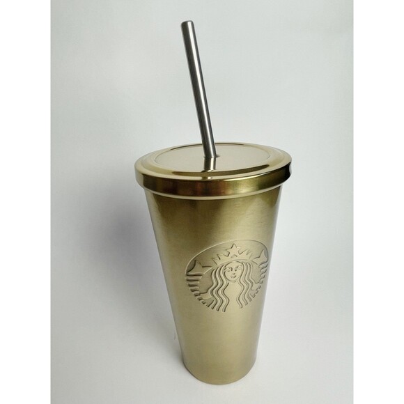 RARE 2014 Starbucks Gold Stainless Steel Tumbler NEW! - Picture 6 of 8